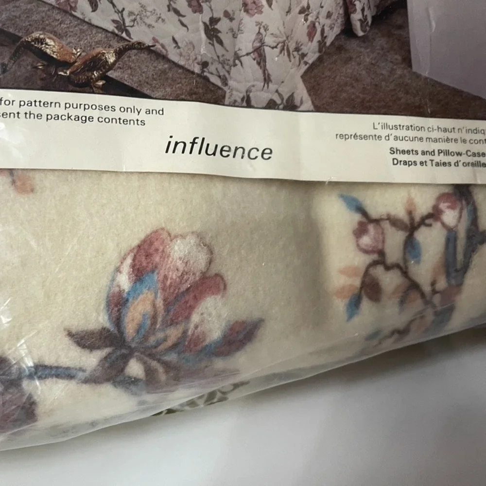 Esmond Brown Floral Satin Trim Twin Fleece Polyester Blanket‎ NOS